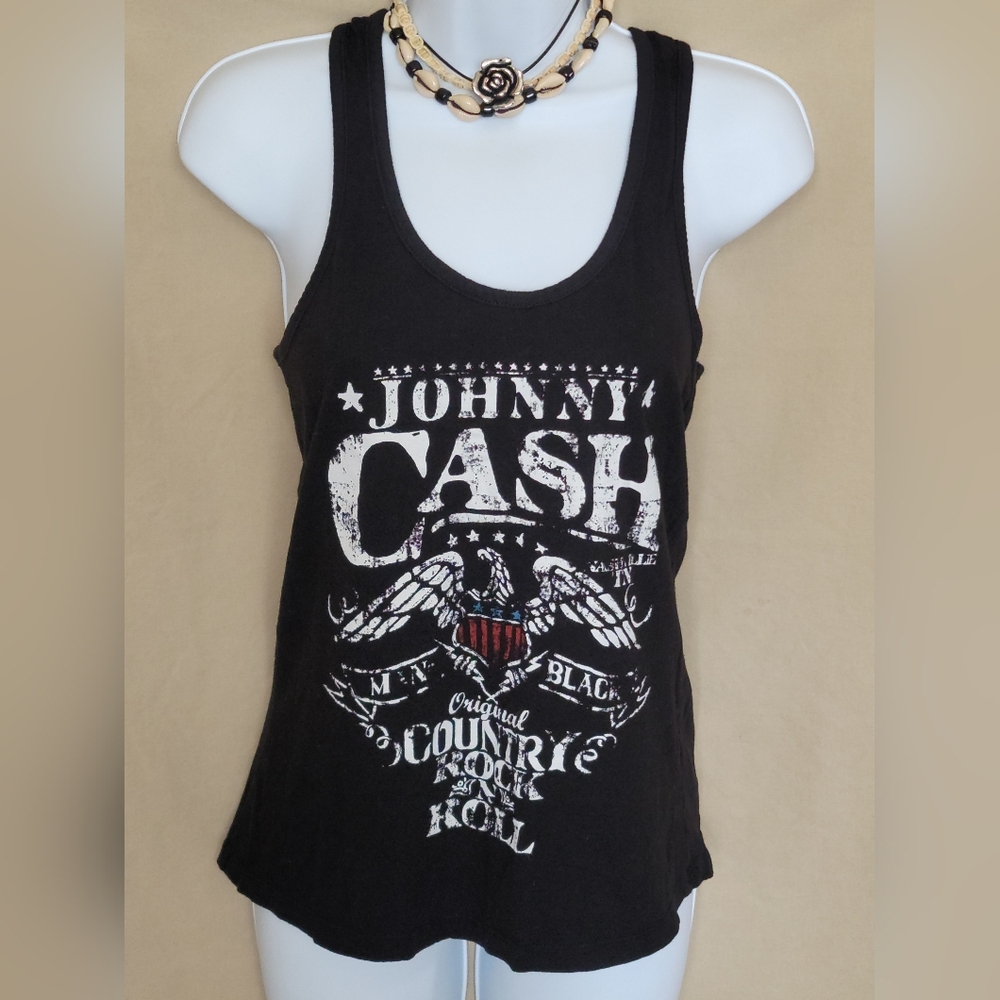 Black Johnny Cash Graphic Tank Top - Picture 2 of 4